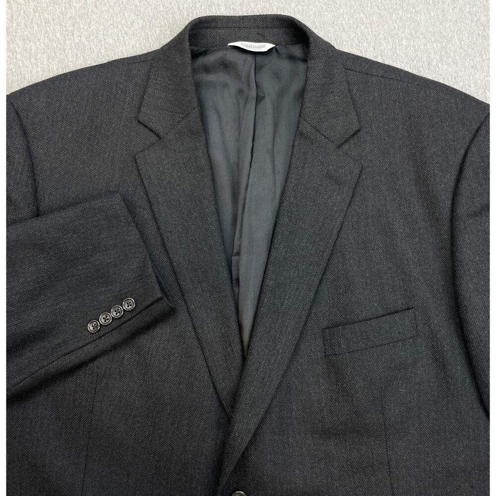 Joseph & Feiss Blazer Mens 52R Gray Herringbone 100% Lambswool 2-Button Jacket